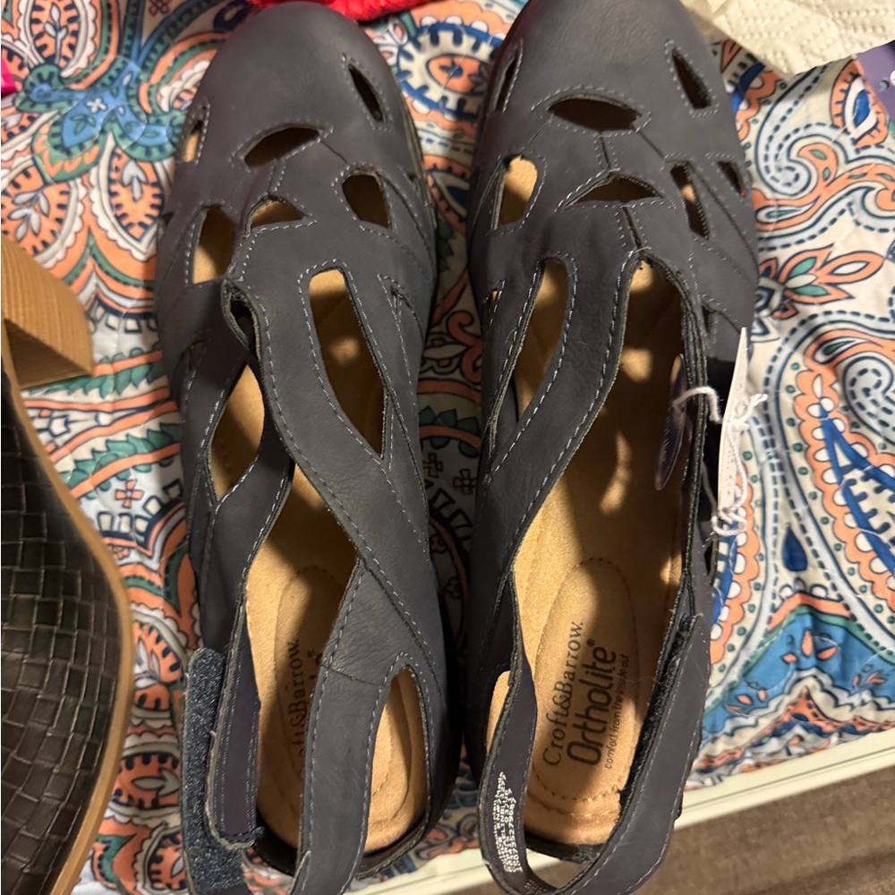 Comfortiva Women's Dark Blue Cutout Sandals